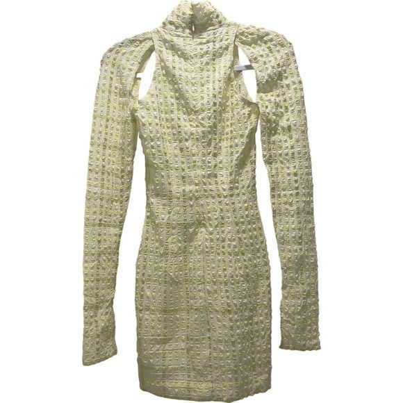Nanushka Revolve Kali Mini‎ Dress Seersucker Bodycon Yellow Size Small - Picture 4 of 15